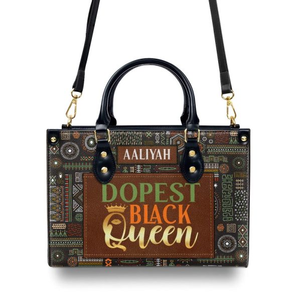 Dopest Black Queen - Personalized Leather Handbag