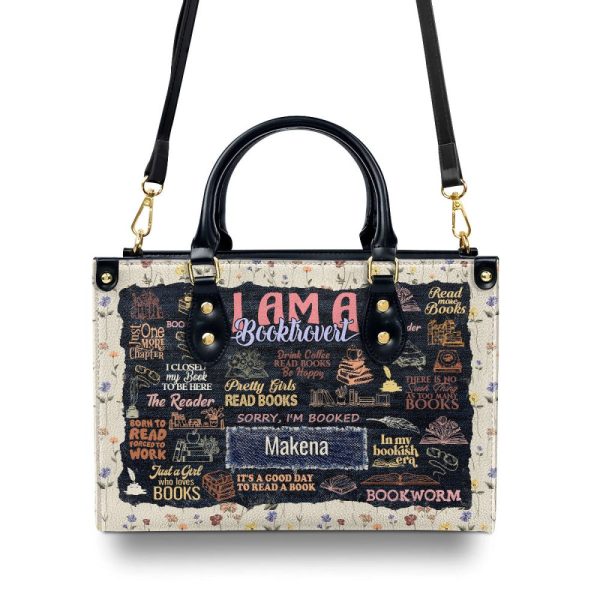 I Am A Booktrovert - Personalized Leather Handbag Sblhblm965T