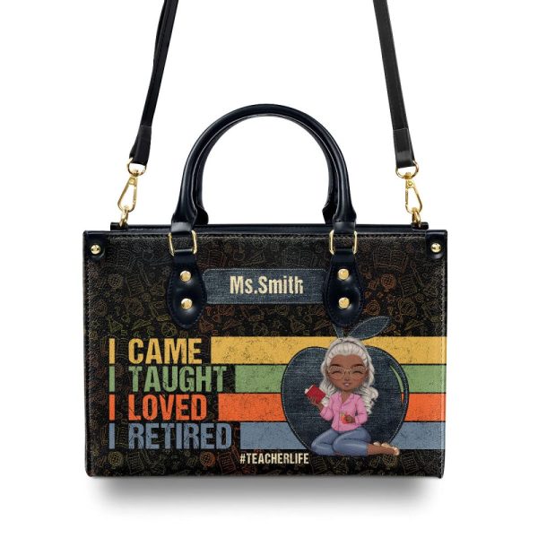 Retired Teacher - Personalized Leather Handbag Sblhblm1567M