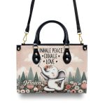 Inhale Peace, Exhale Love - Elephant Personalized Leather Handbag Sb838