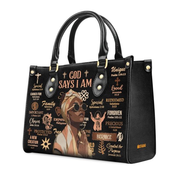 God Says I Am - Personalized Leather Handbag