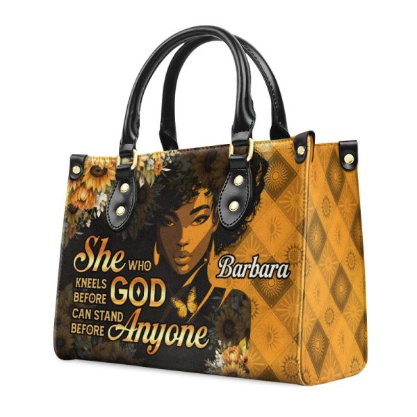 She Who Kneels Before God Can Stand Before Anyone - Personalized Leather Handbag