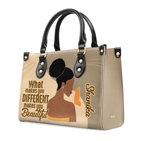 What Makes You Different Makes You Beautiful - Personalized Leather Hand Bag Stb106