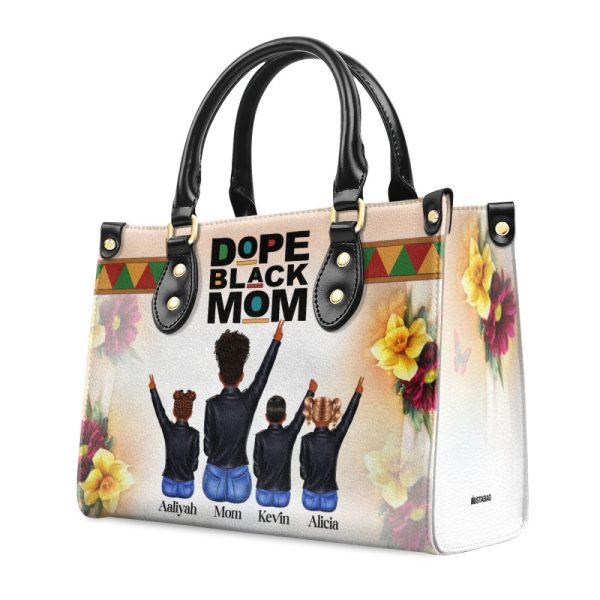 Dope Black Mom - Personalized Leather Handbag Stb208