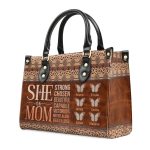 She Is Mom Butterfly - Personalized Leather Handbag Sblhblm1420D