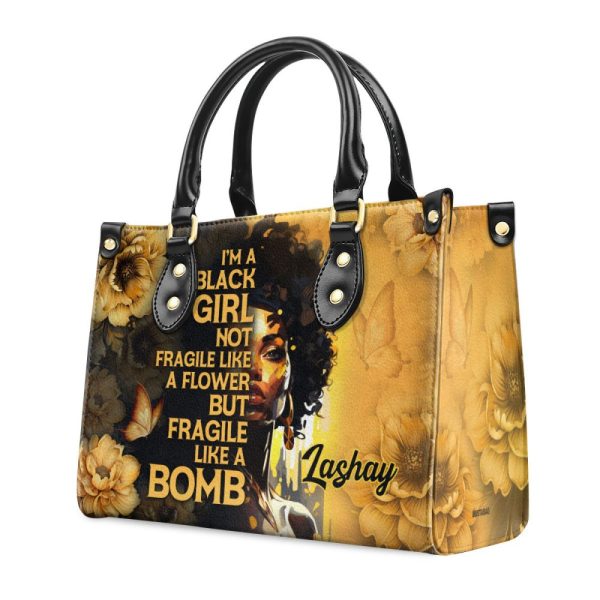 Fragile Like A Bomb - Personalized Leather Hand Bag Stb84
