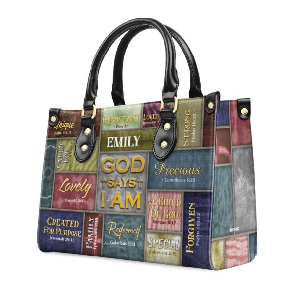 God Says I Am - Personalized Leather Handbag Sblhbpha773M