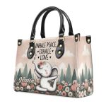 Inhale Peace, Exhale Love - Elephant Personalized Leather Handbag Sb838