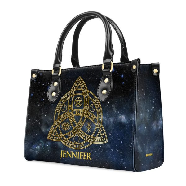 The Triquetra With Affirmations - Personalized Leather Handbag Stb219
