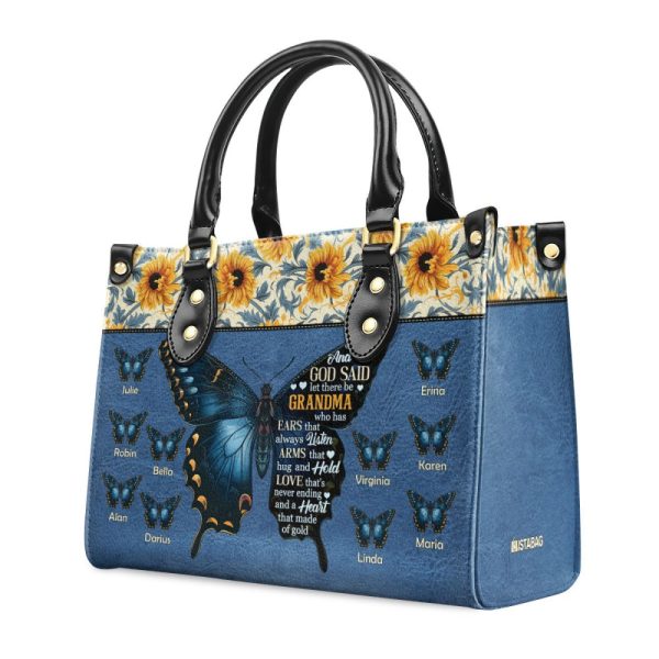 Grandma Heart That Made Of Gold - Personalized Leather Handbag Sblhblm846M