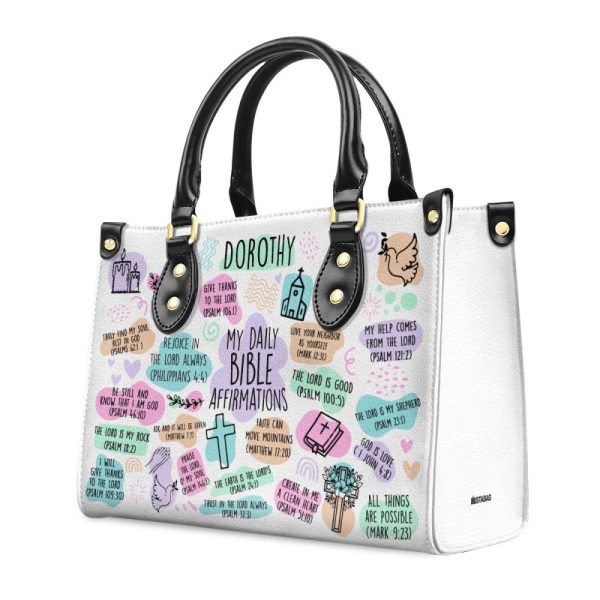 My Daily Bible Affirmations - Personalized Leather Handbag Sblhb26