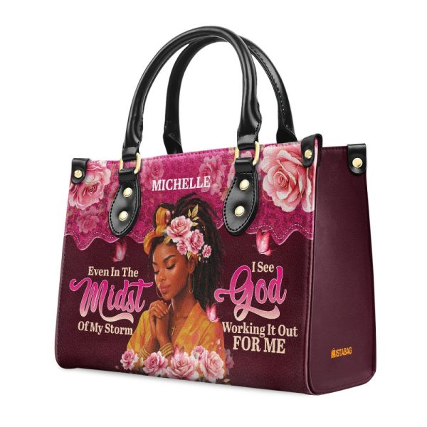 I See God Working It For Me - Personalized Leather Handbag