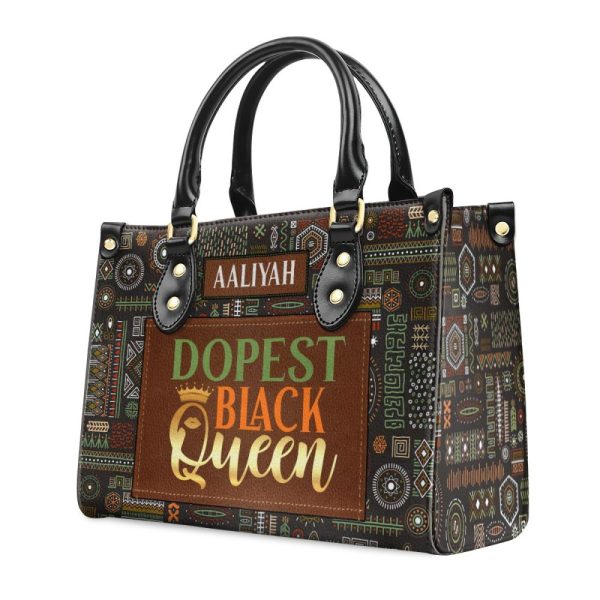 Dopest Black Queen - Personalized Leather Handbag