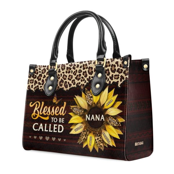 Blessed To Be Called Grandma - Personalized Leather Handbag