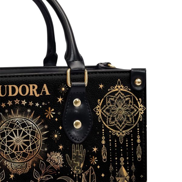 Mystic Moon And Sun - Personalized Leather Handbag Sblhbn09