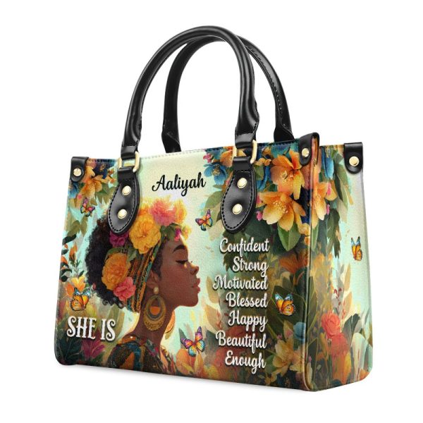She Is - Personalized Leather Handbag