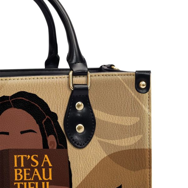 It Is A Beautiful Day To Be Black - Personalized Leather Hand Bag Stb112