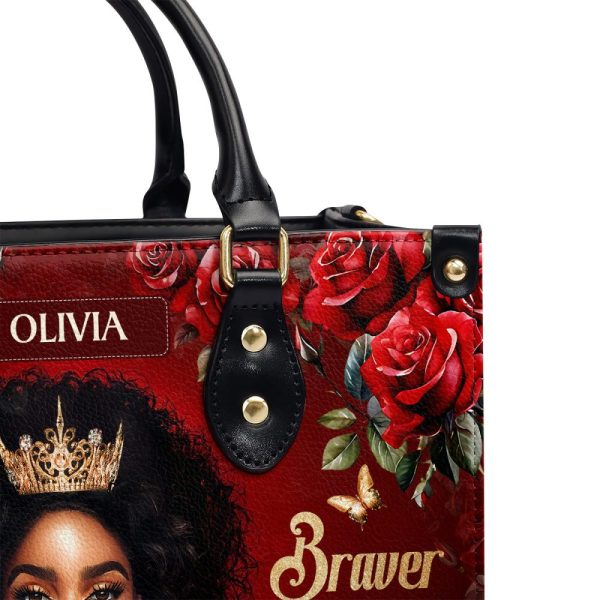 She'S Stronger Than You Believe - Personalized Leather Handbag