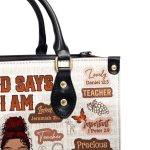 God Says I Am Teacher - Personalized Leather Handbag