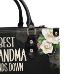 Best Grandma Hands Down - Personalized Leather Handbag Stb111