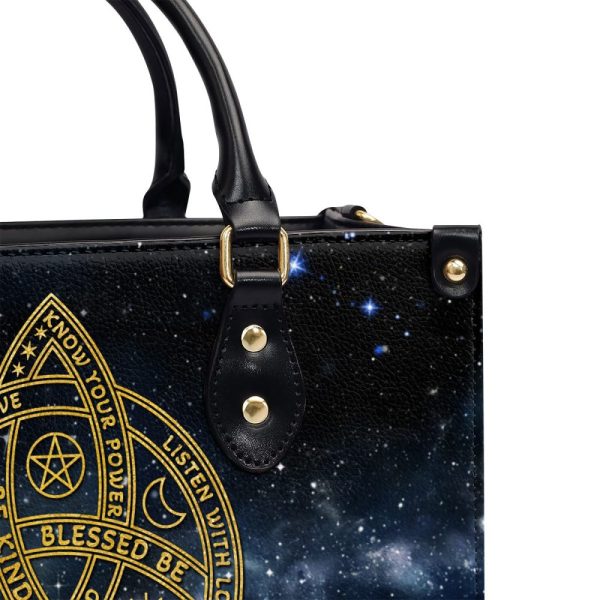 The Triquetra With Affirmations - Personalized Leather Handbag Stb219