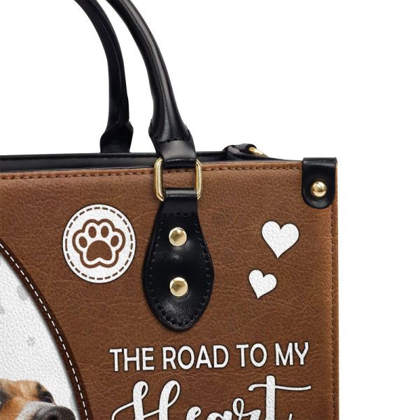 The Road To My Heart Is Paved With Paw Prints - Personalized Leather Handbag Sblhbll2038M