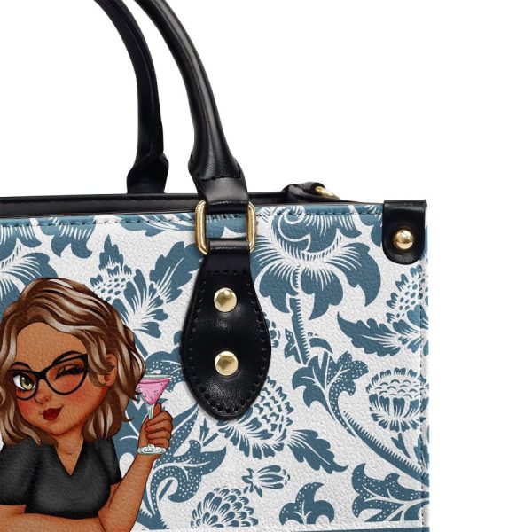 Grandma Mom Floral - Personalized Leather Handbag Sblhblpa1410D