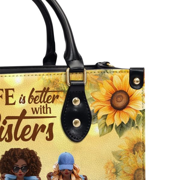 Life Is Better With Sistas - Personalized Leather Handbag