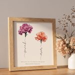 Personalized Carnation Mother’s Day Print - Custom Name Floral Poster - Mom & Kids Gift - Meaningful Mother’s Day Gift