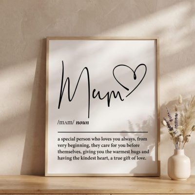 Mum definition, printable wall art,, mum gift, mum birthday gift, gift from daughters, gift for her, mum print