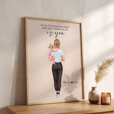 Mothers Day Gift for New Mom, Custom Wall Art for Mother with baby, Mother daughter wall art, Mother and Toddler Print, Personalized Gift
