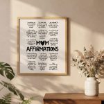 Mom Daily Affirmations Printable Wall Art Affirmation Poster Mothers Day Gift Positive Quotes Instant Gift for Moms