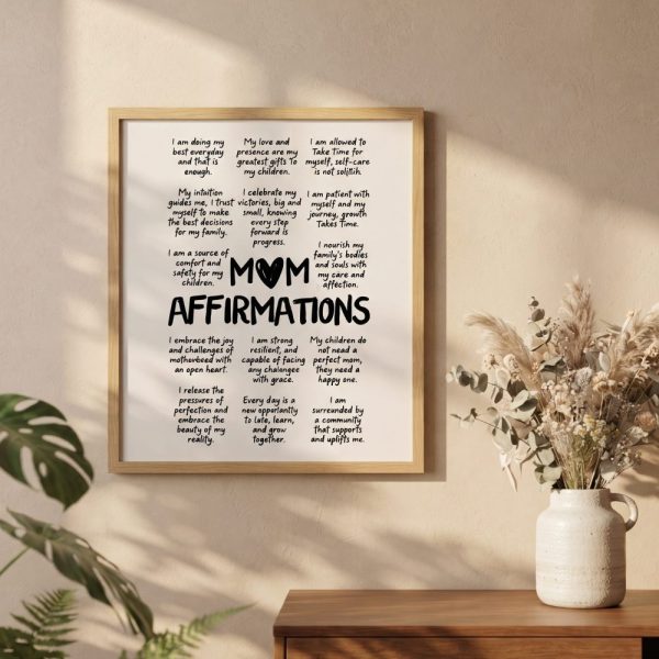 Mom Daily Affirmations Printable Wall Art Affirmation Poster Mothers Day Gift Positive Quotes Instant Gift for Moms