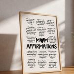 Mom Daily Affirmations Printable Wall Art Affirmation Poster Mothers Day Gift Positive Quotes Instant Gift for Moms
