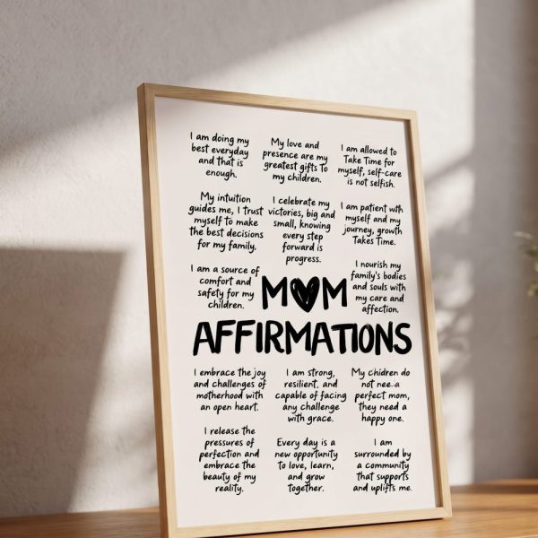 Mom Daily Affirmations Printable Wall Art Affirmation Poster Mothers Day Gift Positive Quotes Instant Gift for Moms