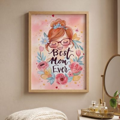 Best Mom Ever Art Print Mothers Day Gift Best Mom Poster Best Mom Canvas Gift Fo — lifestyle scene