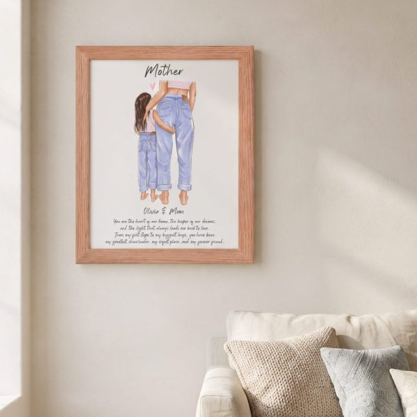 Mom and Daughter Print, Mothers Day gift, Personalized Gift for Mom, Best gift for Mother from Daughter, Mothers day clipart, Framed Poster