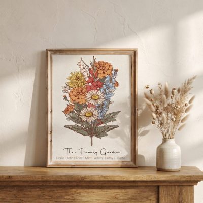 Birth Flower Bouquet , Grandmas Garden Print for Mom Our Family Flower Bouquet Gift for Grandma , CUSTOM Personalized Gift