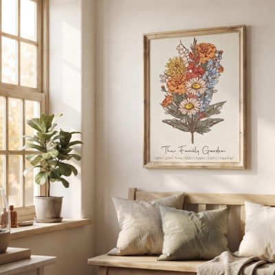 Birth Flower Bouquet , Grandmas Garden Print for Mom Our Family Flower Bouquet G — lifestyle scene
