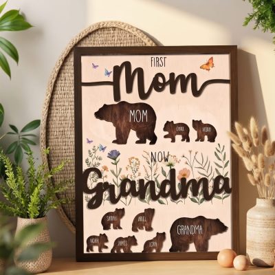 Personalized Mama Bear Sign, Custom Mom Sign with Kids Names, First Mom Now Grandma Gift, Mother’s Day Gift, Grandma Gift from Grandkids