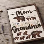 Personalized Mama Bear Sign, Custom Mom Sign with Kids Names, First Mom Now Grandma Gift, Mother’s Day Gift, Grandma Gift from Grandkids