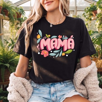 bella canvas 3001 shirt for mom, trendy gift for mother, Mothers Day gift, Flora — lifestyle scene