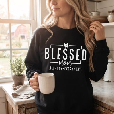Blessed Mom, Mom, Mom Shirt, Mothers Day, Mom Life, Best Mom, Boy Mom, Girl Mom, — lifestyle scene