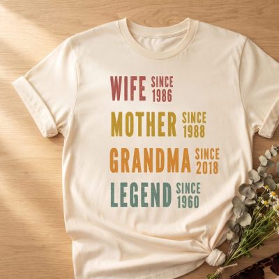 Personalized Mom Grandma Shirt, Mothers Day Shirt, Wife Mother Grandma Legend, Grandmother Custom Dates, Funny Mom Birthday Gift for women
