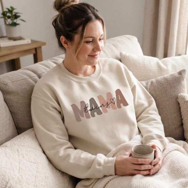 Twin Mama Sweatshirt, Mama of Twins Crewneck Sweaters, Twin Mom Mothers Day Jumper, Twin Pregnancy Announcement Gifts, Mothers Day Gifts
