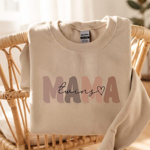 Twin Mama Sweatshirt, Mama of Twins Crewneck Sweaters, Twin Mom Mothers Day Jumper, Twin Pregnancy Announcement Gifts, Mothers Day Gifts