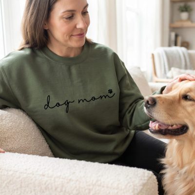 Dog Mom Sweatshirts - Custom Dog Mom Shirt - Dog Mom Shirts - Womens Sweatshirts — lifestyle scene