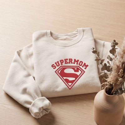 Embroidery Super Mom Mothers Day Shirt,Super Mama Embroidery Sweatshirt,Mothers Day Embroidery Shirt,Embroidery Mother Gift