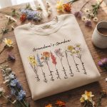 Grandmas Garden Sweatshirt, Custom Birthflower Sweatshirt, Gift for Grandma, Love Grows Here, Moms Garden