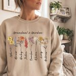 Grandmas Garden Sweatshirt, Custom Birthflower Sweatshirt, Gift for Grandma, Love Grows Here, Moms Garden